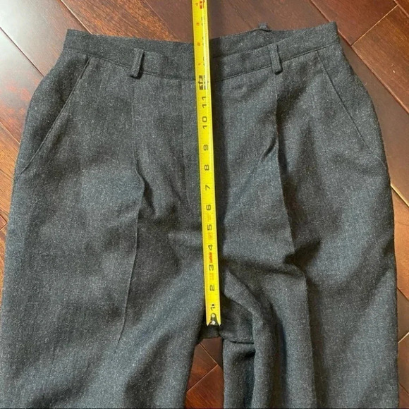 Vintage Wool Trousers High Waisted Pleated Pants Lined Charcoal Grey Size 8 - Picture 12 of 16